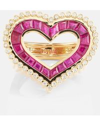 Marie Lichtenberg - Love 18kt Gold Ring With Diamonds And Rubies - Lyst