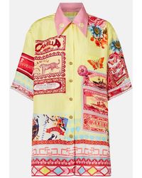 CAMILLA - Collage Kingdom Silk Bowling Shirt - Lyst