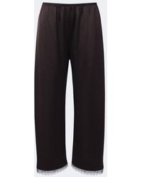 Leset - Barb Lace-Trimmed Satin Wide-Leg Pants - Lyst