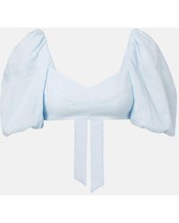 Zimmermann - Rhiannon Puff-Sleeve Linen Crop Top - Lyst