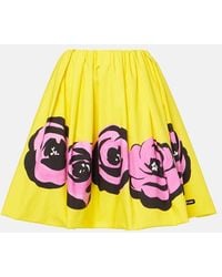 Miu Miu - Floral Poplin And Jersey Midi Skirt - Lyst