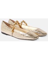 Jimmy Choo - Diamond Tilda Metallic Leather Mary Jane Flats - Lyst