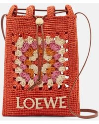 Loewe - Paula's Ibiza Crochet Raffia Pouch With Strap - Lyst