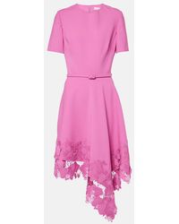 Oscar de la Renta - Floral Lace-Trimmed Midi Dress - Lyst