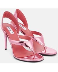 Alaïa - Infradito Metallic Leather Sandals - Lyst
