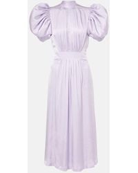 ROTATE BIRGER CHRISTENSEN - Puff-Sleeve Satin Midi Dress - Lyst
