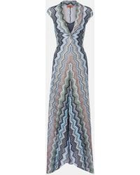 Missoni - Zigzag Gathered Knitted Maxi Dress - Lyst