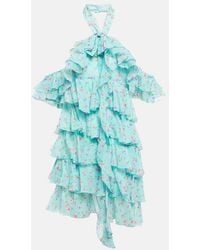 Alessandra Rich - Halterneck Ruffle-Detail Silk Minidress - Lyst
