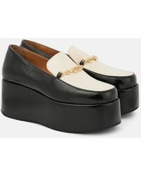Ganni - Bicolor Patent Platform Loafers - Lyst