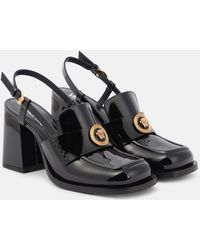 Versace - Alia Patent Leather Slingback Loafer Pumps - Lyst