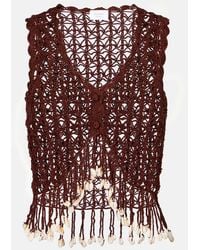Anna Kosturova - Crochet Fringed Cotton Crop Top - Lyst