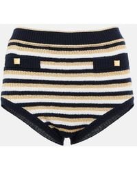 Valentino - Roman Stud Striped Wool Shorts - Lyst