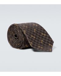 Gucci Krawatte GG Horsebit aus Seide - Braun
