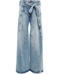 The Attico High-Rise Jeans mit weitem Bein - Blau