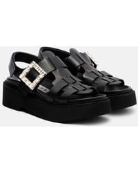 Roger Vivier - Viv' Rangers Leather Platform Sandals - Lyst