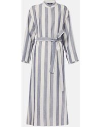 Max Mara - Max Mara Rima Striped Ramie And Cotton Midi Dress - Lyst