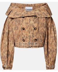 Ganni - Printed Cotton-Blend Jacket - Lyst