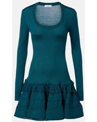 Alaïa - Ruffled Wool-Blend Minidress - Lyst