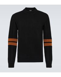 Zegna - Stripe-applique Wool Sweater - Lyst