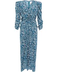 Isabel Marant Albini Printed Silk-blend Midi Dress - Blue