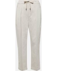 Brunello Cucinelli - Cotton And Linen Gabardine Straight Pants - Lyst