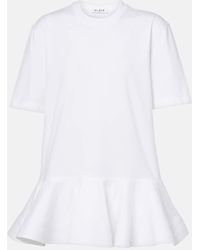 Alaïa - Peplum Cotton Jersey T-Shirt - Lyst