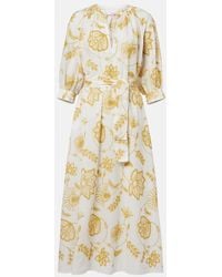 Eres - Anjana Embroidered Cotton-Blend Midi Dress - Lyst