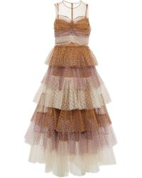 RED Valentino Point D'esprit Tulle Midi Dress - Brown