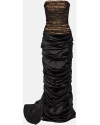 Rasario - Draped Lace And Satin Gown - Lyst