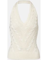 Ralph Lauren - Cable-Knit Halterneck Silk Top - Lyst