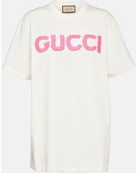 Gucci - Logo Embroidered Cotton T-shirt - Lyst