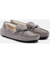Tod's - Gommino Shearling-Lined Suede Boat Shoes - Lyst