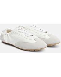 Saint Laurent - Lewis Suede-Trimmed Leather Sneakers - Lyst