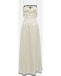 Prada - Lace-trimmed Floral Maxi Dress - Lyst