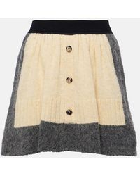Loewe - Buttoned Knitted Wool Mini Skirt - Lyst