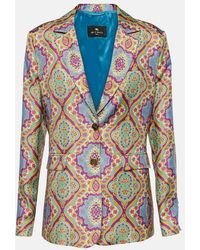 Etro - Printed Single-Breasted Silk Blazer - Lyst
