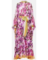 Dolce & Gabbana - Belted Floral Silk Kaftan - Lyst