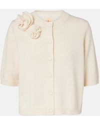 Jardin Des Orangers - Floral-Applique Wool And Cashmere Cardigan - Lyst