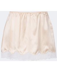Magda Butrym - Lace-Trimmed Silk Satin Miniskirt - Lyst