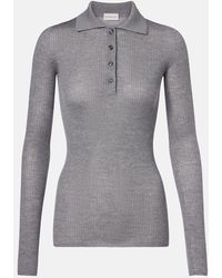 Moncler - Ribbed-Knit Wool Polo Shirt - Lyst