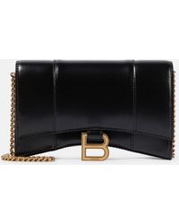 Balenciaga - Hourglass Leather Wallet On Chain - Lyst