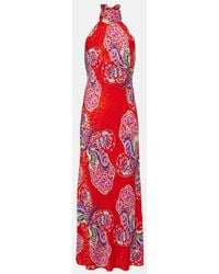 RIXO London - Maura Printed Halterneck Maxi Dress - Lyst