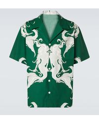 Valentino - Printed Cotton Poplin Bowling Shirt - Lyst