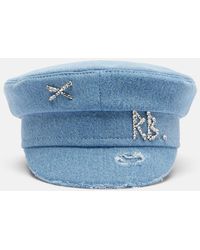 Ruslan Baginskiy - Embellished Distressed Denim Newsboy Hat - Lyst