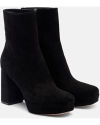 Gianvito Rossi - Daisen 95 Suede Platform Ankle Boots - Lyst