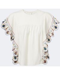 Isabel Marant - Marlie Embroidered Ruffled Blouse - Lyst
