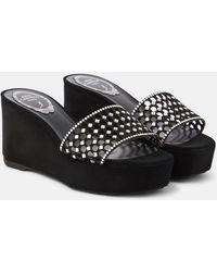 Rene Caovilla - Embellished Suede Platform Slides - Lyst