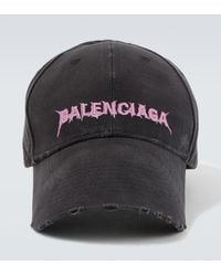 Balenciaga - Logo Distressed Cotton Baseball Cap - Lyst