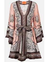 La DoubleJ - Magnifico Printed Silk Twill Minidress - Lyst