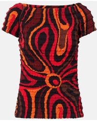 PUCCI - Marmo Off-Shoulder Smocked Crop Top - Lyst